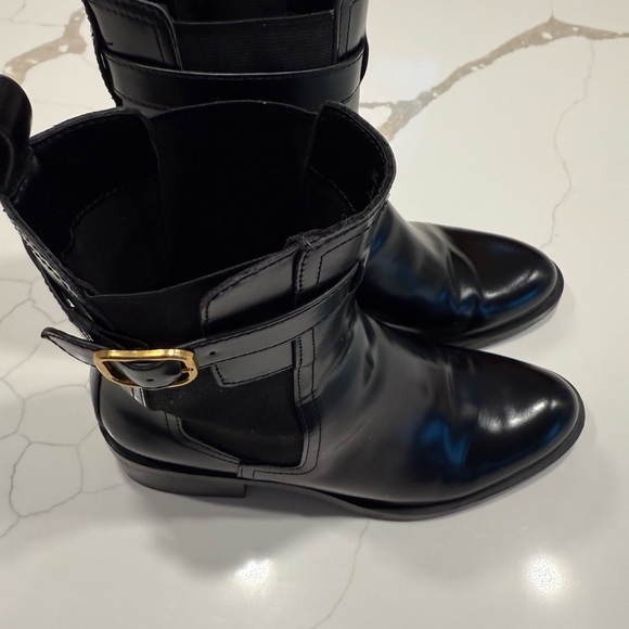 Zara Black Ankle Boots with Gold Buckle - Picture 3 of 8